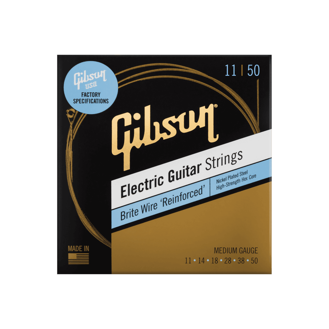 Gibson Brite Wire Reinforced Electric Guitar Strings, Medium Gauge(SEG-BWR11)