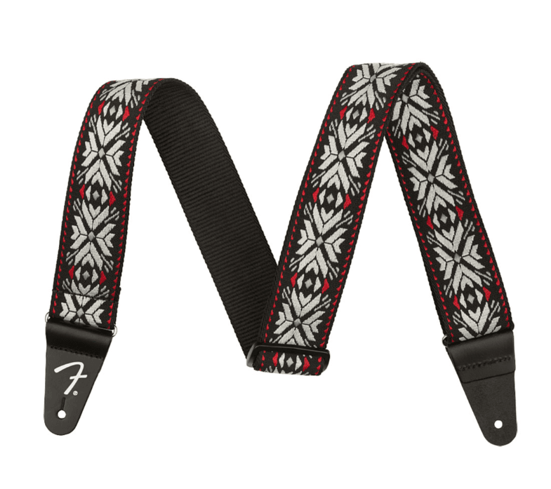 Fender Pasadena Woven Strap, Red Snowflake, 2"
