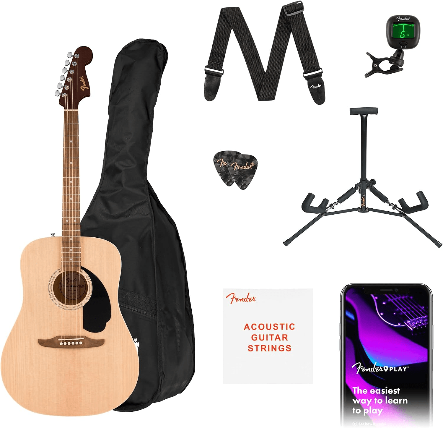 FENDER DEBUT REDONDO NAT Drednaught Acoustic Pack Natural