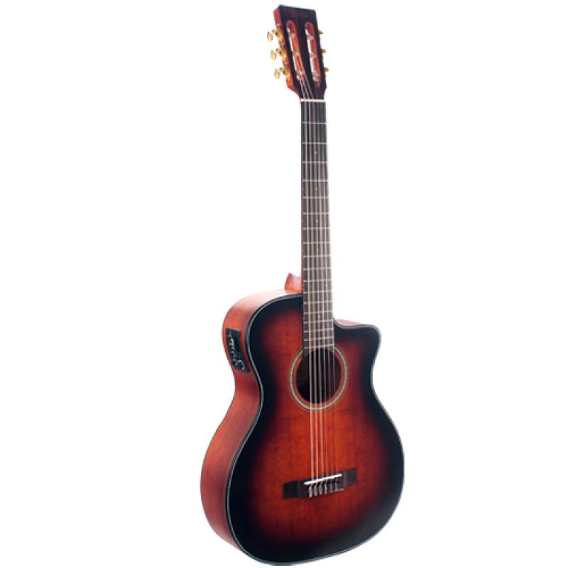 Valencia VA434CECSB Nylon String Guitar Classic Sunburst, Cutaway