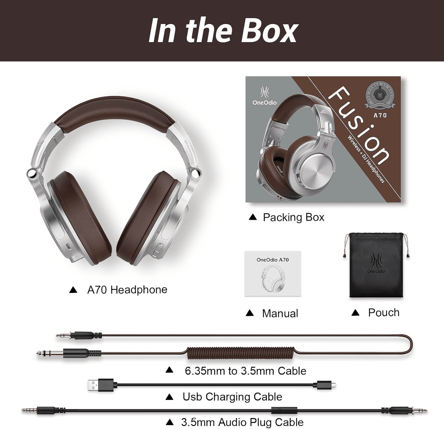 OneOdio A70 Silver-brown