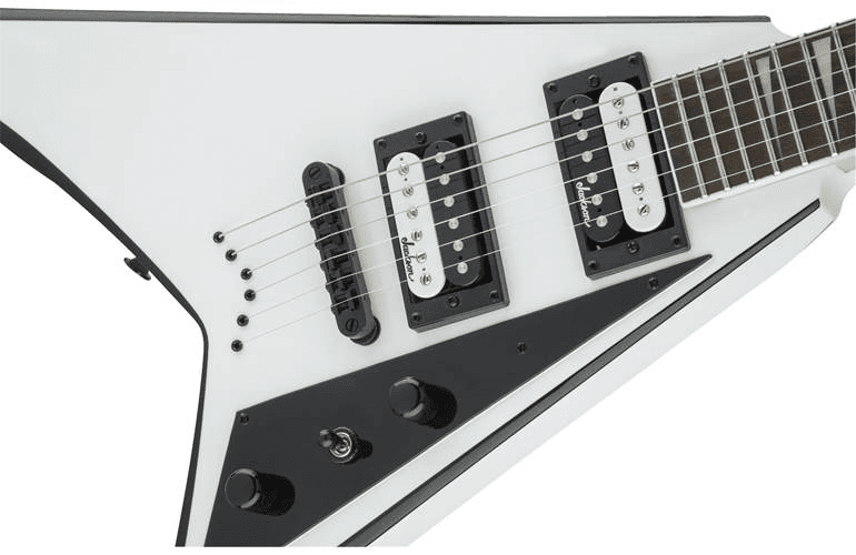 Jackson JS Series Rhoa JS32T Amarath Fing, White with Black Bevels