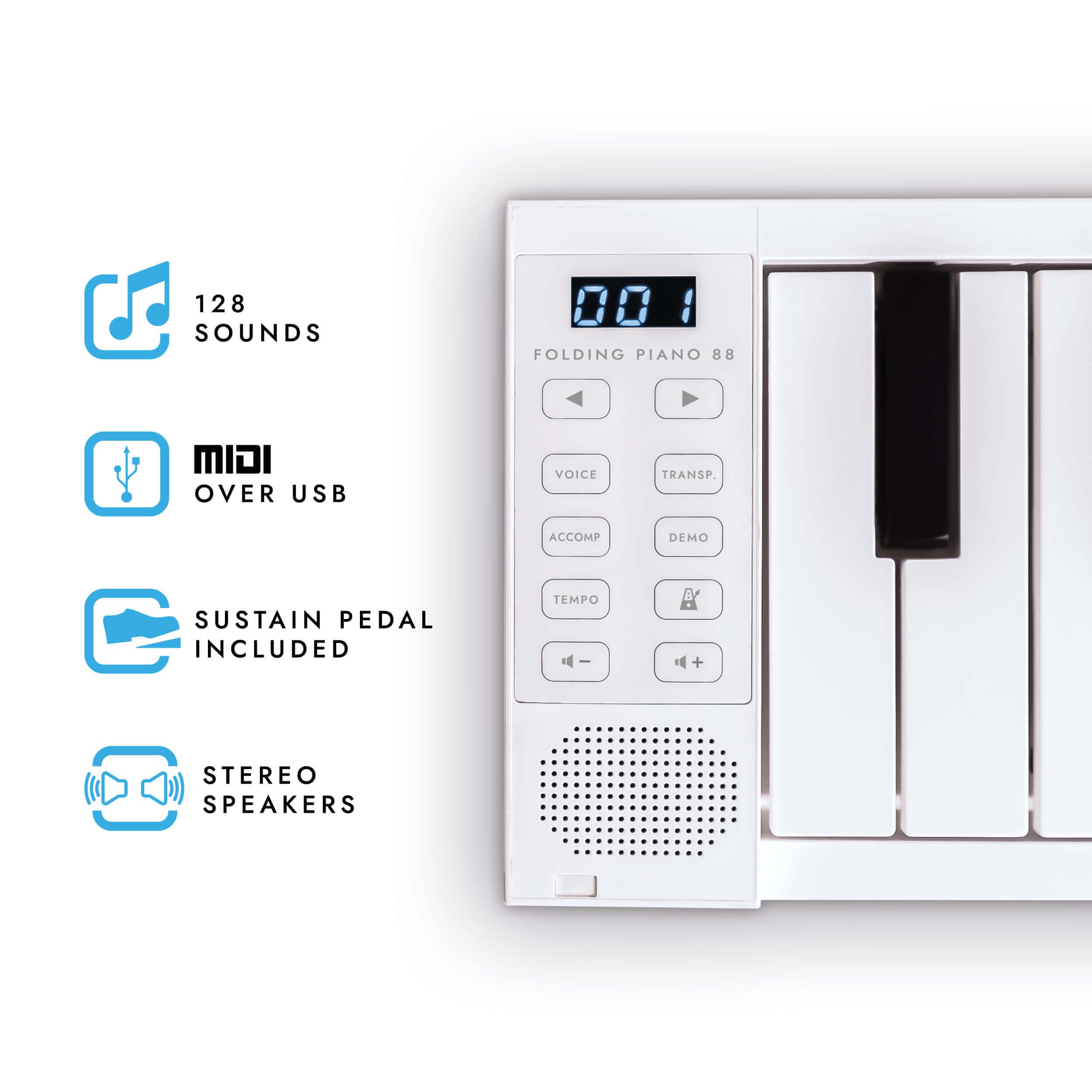 Carry-On Folding Piano 88 Touch White