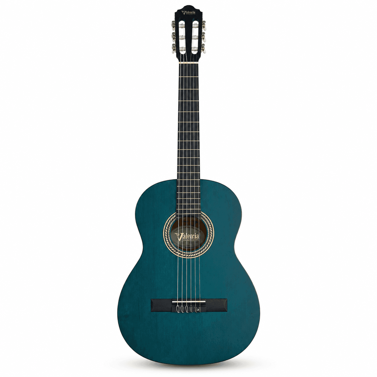 Valencia VC203TBU 3/4 Sized Classical Guitar, Transparent Blue
