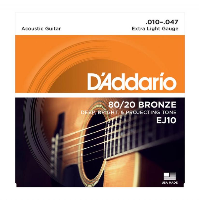 Daddario EJ10 80/20 Bronze Acoustic Guitar Strings