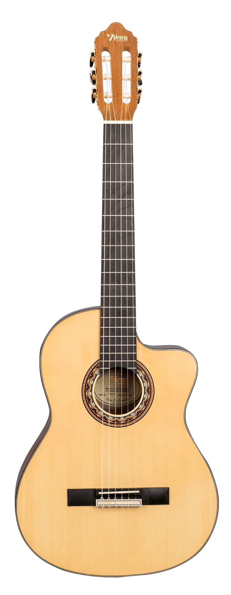 Valencia VC304CE Classical Guitar, Natural, Cutaway Electric