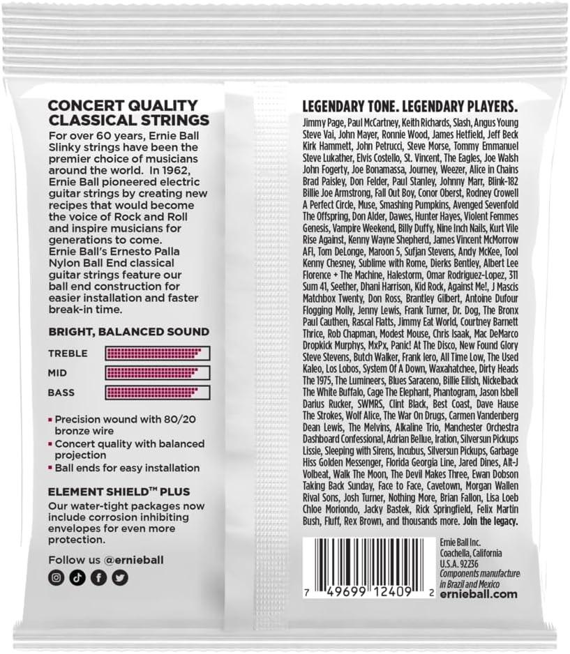 Ernie Ball 2409 Nylon Classical Guitar Strings, 28-42