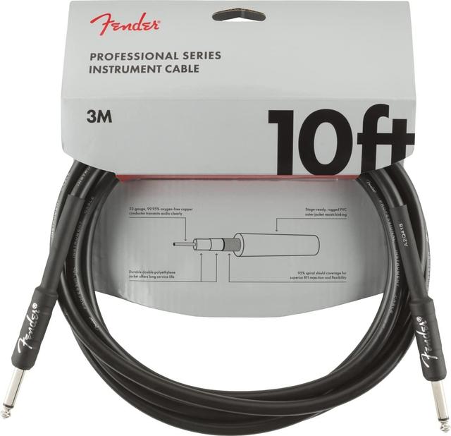 FENDER Pro Series Instrument Cables, 10', Gray Tweed